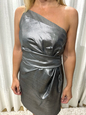 Halston Heritage 1 Shoulder Metallic Cocktail Dress