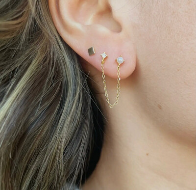 Little Nell - Diamanté Chain Stud Individual Earring
