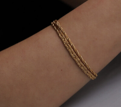 Gold Trip - Vintage Triple Layer Twisted Rope Bracelet