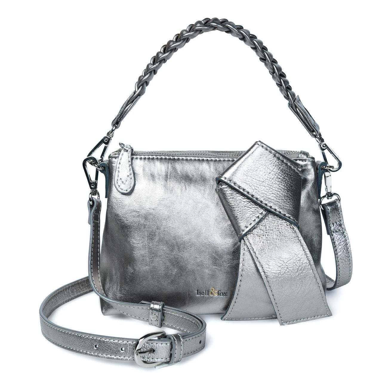 Bell &amp; Fox INDIRA Bow Detail Clutch / Crossbody Metallic Bag