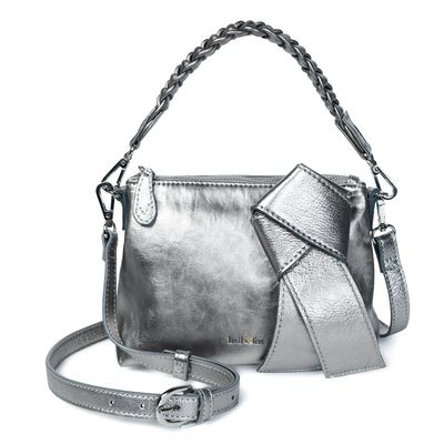 Bell &amp; Fox INDIRA Bow Detail Clutch / Crossbody Metallic Bag