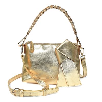 Bell &amp; Fox INDIRA Bow Detail Clutch / Crossbody Metallic Bag