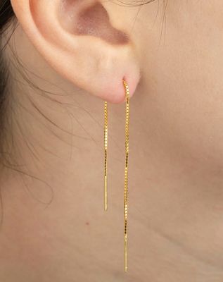 Gold Trip Chain Threader Earrings