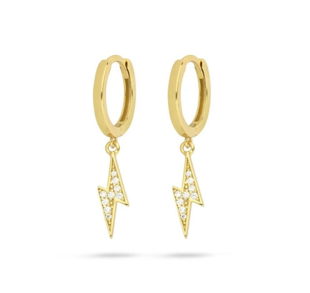 Gold Trip Lightning Bolt Drop Earrings