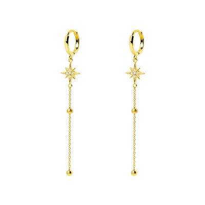 Gold Trip Crystal Star Drop Earrings