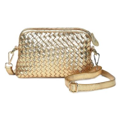 Bell &amp; Fox IRA Metallic Hand Woven Crossbody Bag