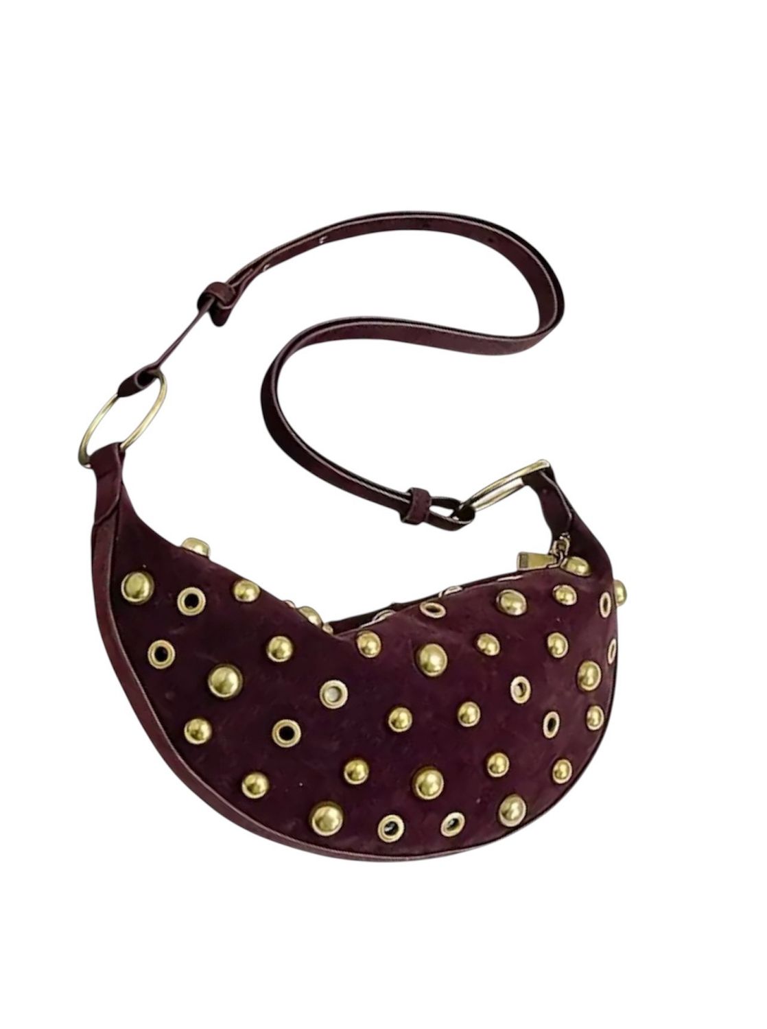 Stud Faux Suede Crossbody Bag