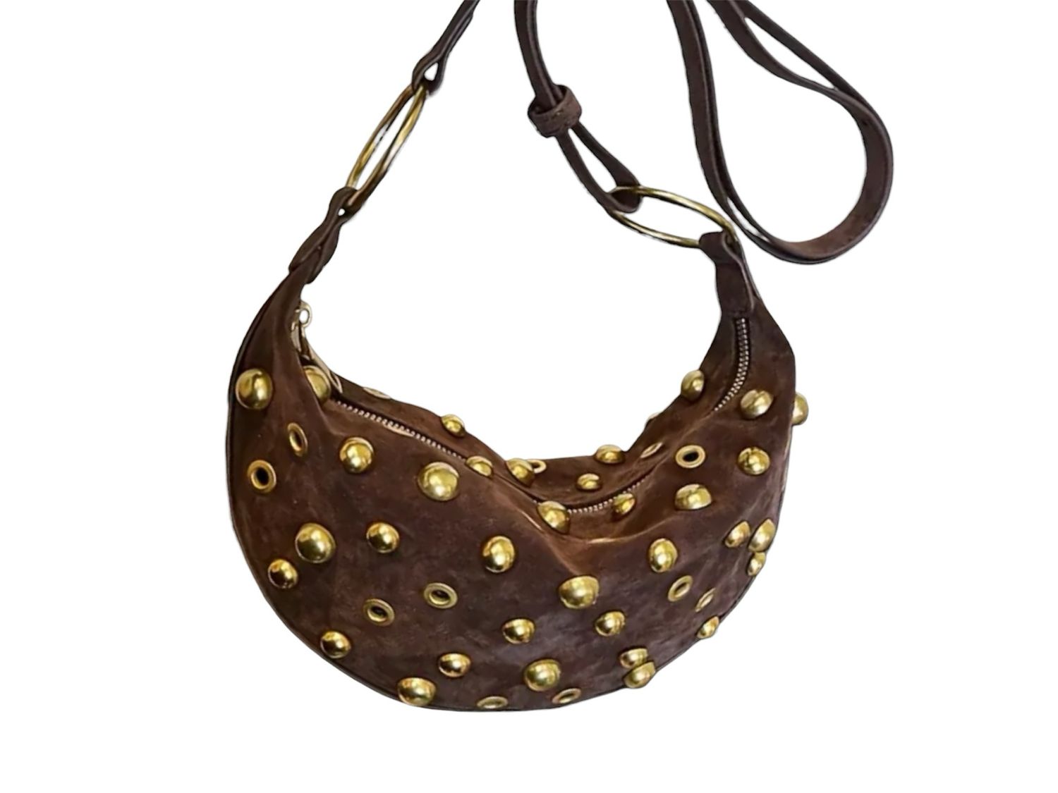 Stud Faux Suede Crossbody Bag