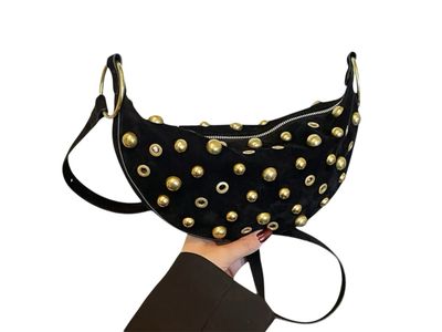Stud Faux Suede Crossbody Bag
