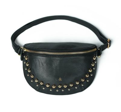 Bell &amp; Fox LIBERTY STUD Crossbody Bag in Leather with Gold Studs