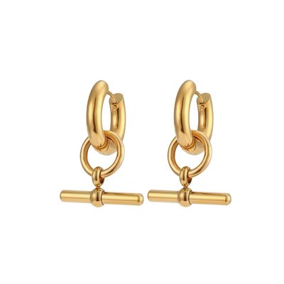 T Bar Hoop 18k GP Earrings