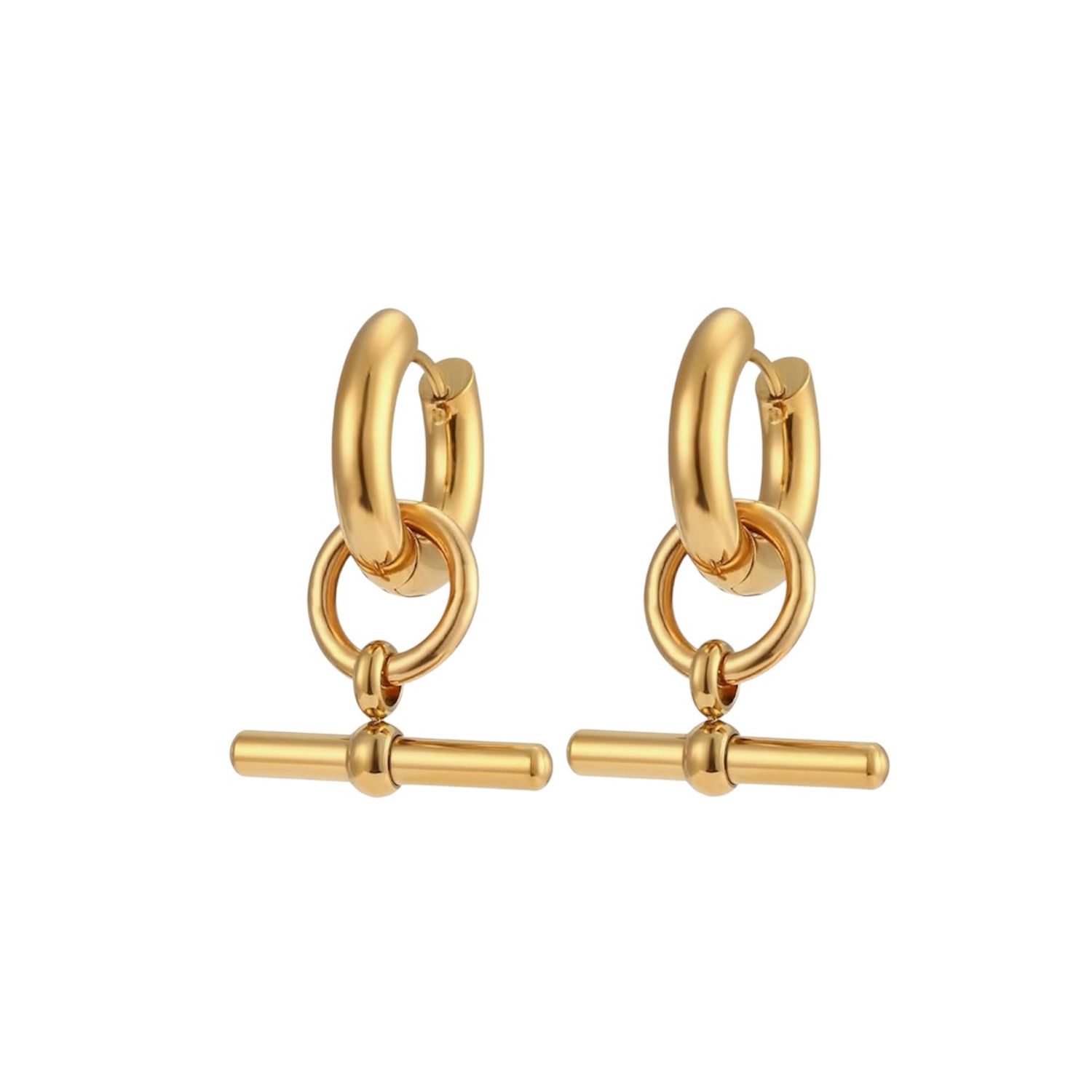 T Bar Hoop 18k GP Earrings
