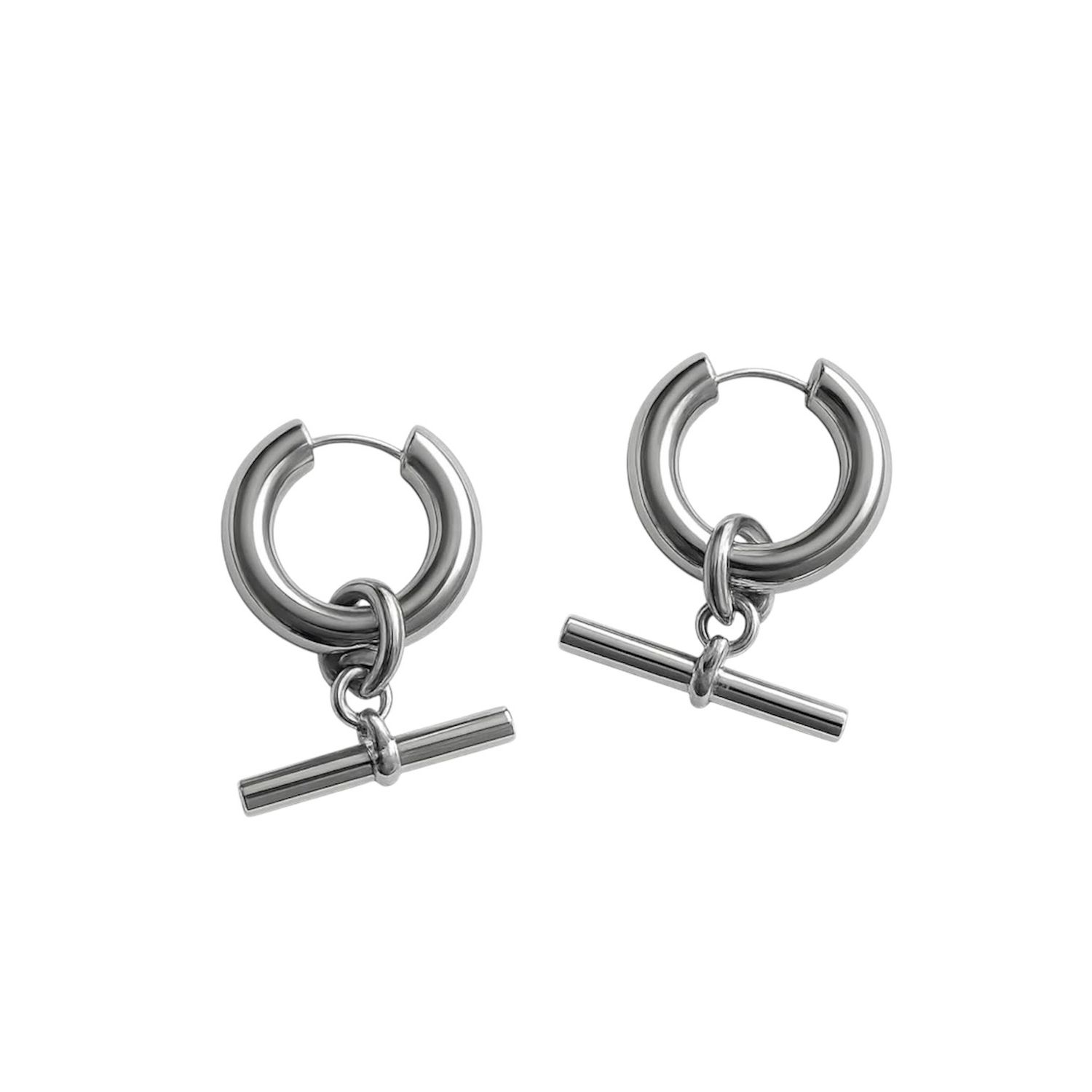 T Bar Hoop 18k GP Earrings
