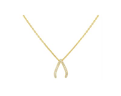 Gold Trip Sparkling Wishbone Necklace &amp; Earrings Gift Set