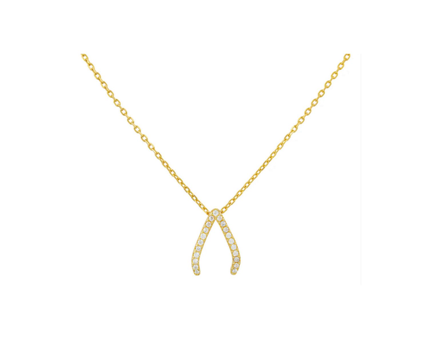 Gold Trip Sparkling Wishbone Necklace &amp; Earrings Gift Set