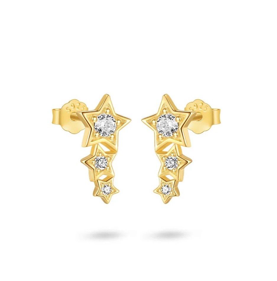 Gold Trip Treble Star Ear Climbers