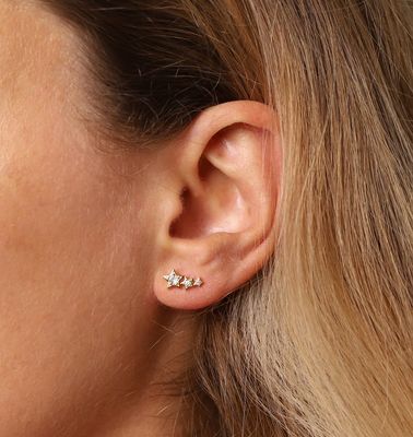 Gold Trip Treble Star Ear Climbers
