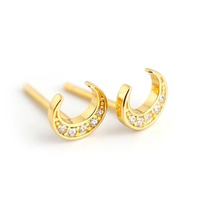 Gold Trip Crescent Moon Stud Earrings