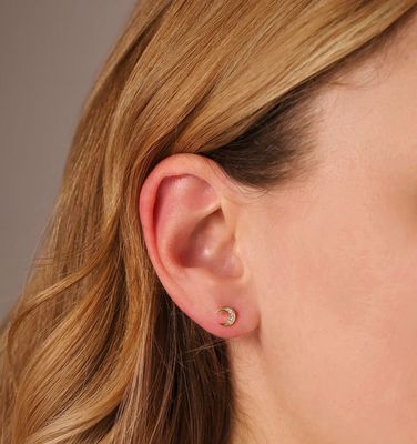 Gold Trip Crescent Moon Stud Earrings