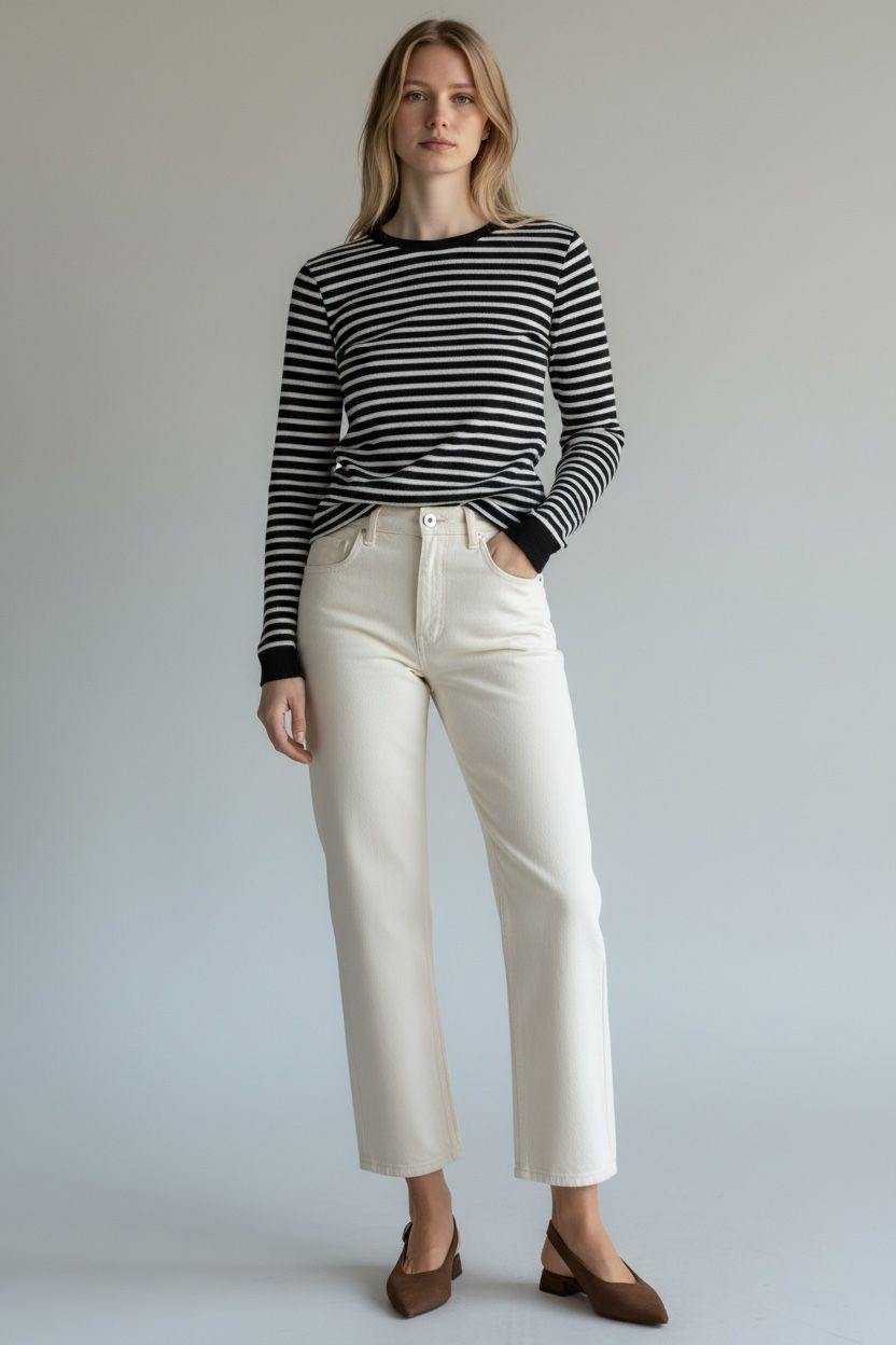 Ivy T - AUDREY Organic Cotton Crew Breton, Long Sleeve