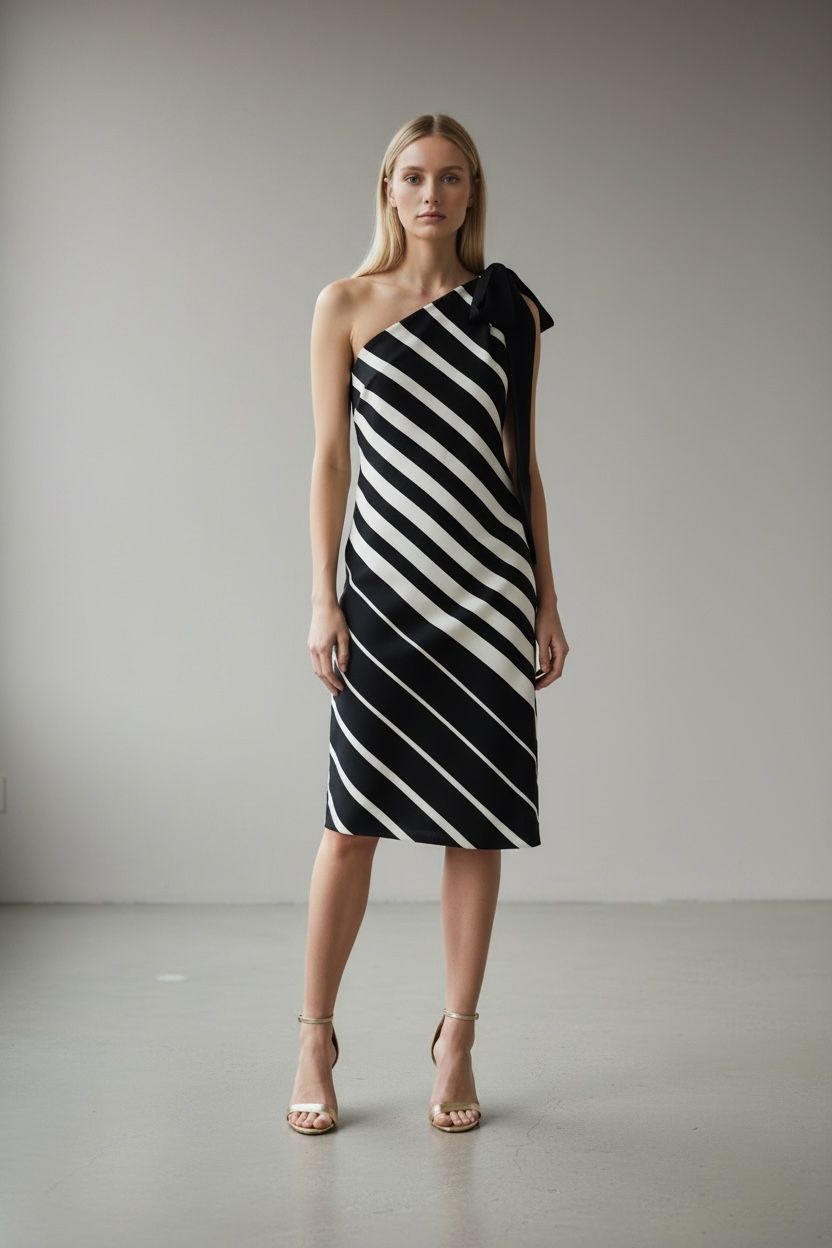 Beaubaileyrose 1 Shoulder Monochrome Dress