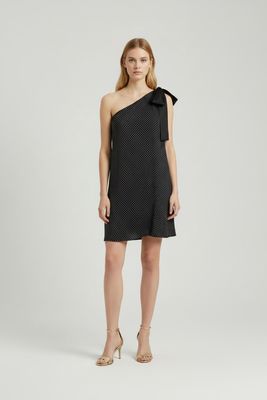 Beaubaileyrose 1 Shoulder Polka Dot Satin Dress