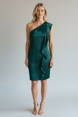 Vintage Ruffled Shoulder Dress