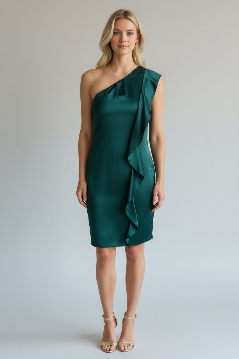 Vintage Ruffled Shoulder Dress