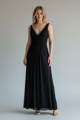 Vintage Sparkle Trim V Neck Dress - HIRE