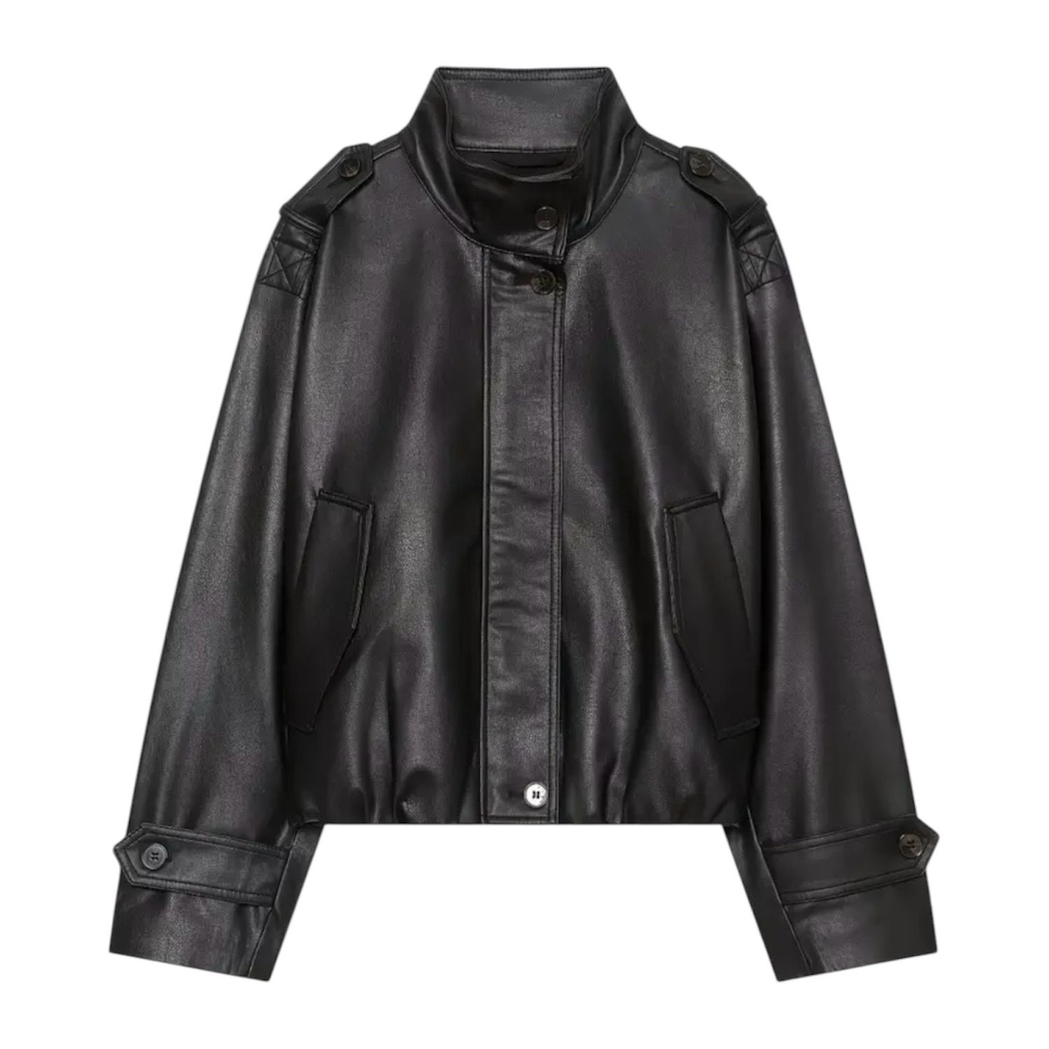 Faux Leather Bomber Jacket