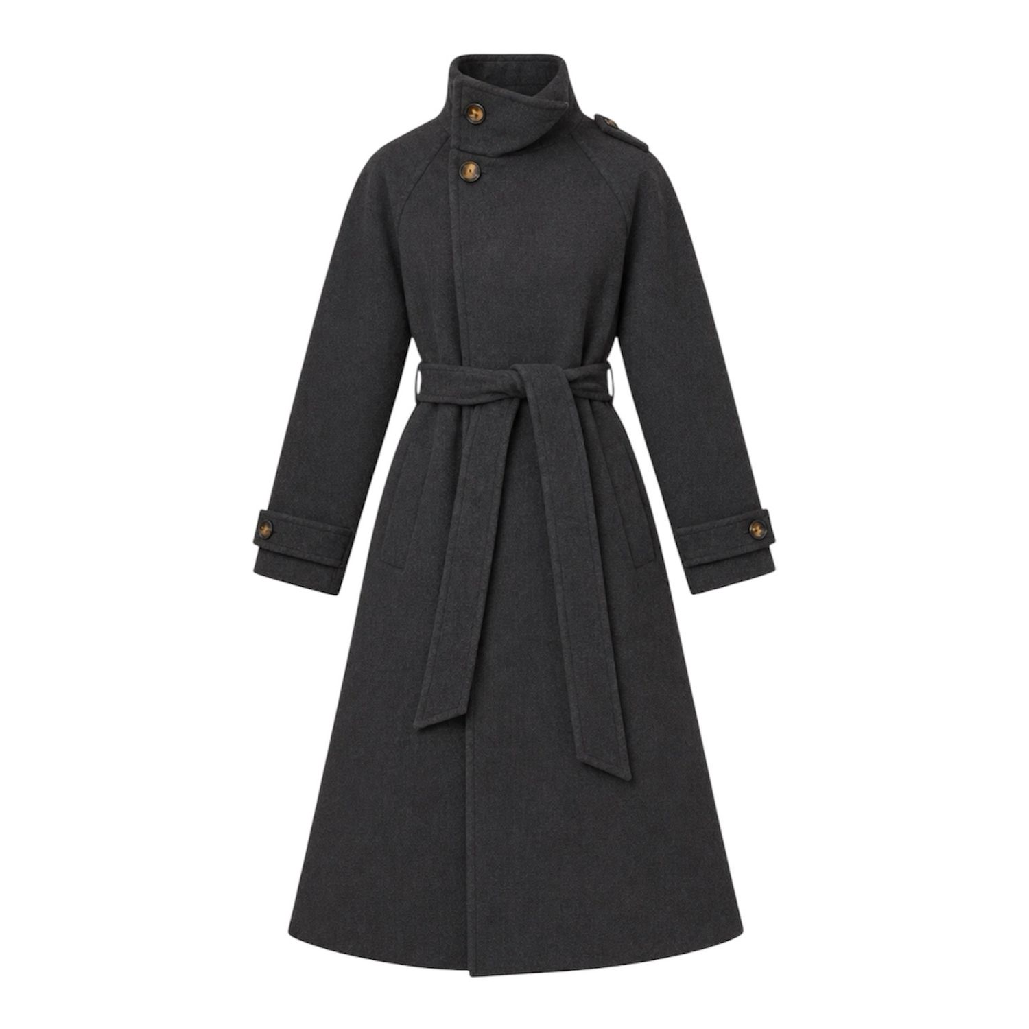 Funnel Neck Belted Coat