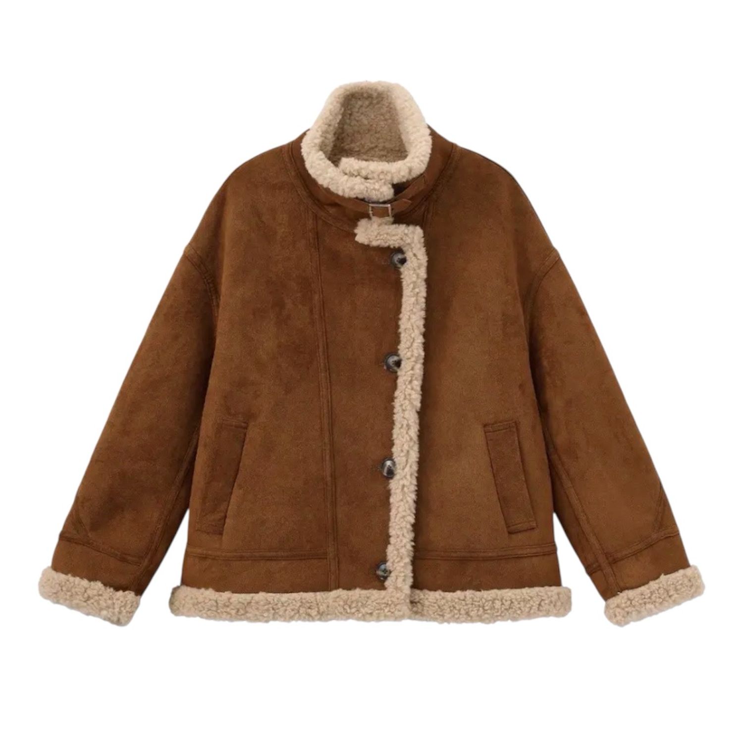 Cropped Oversized Faux Shearling Jacket