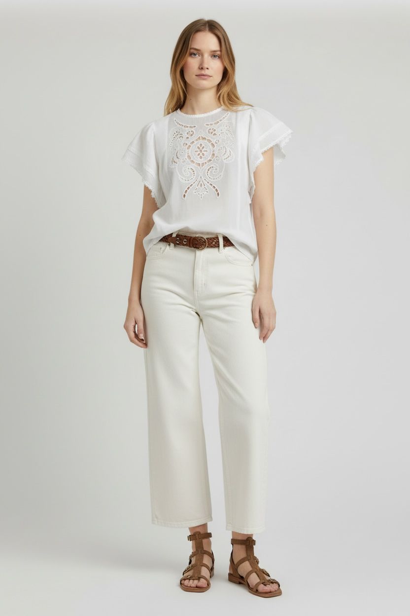 Suncoo LOVE Embroidered Top