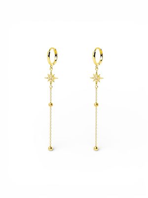 Gold Trip Crystal Star Drop Earrings