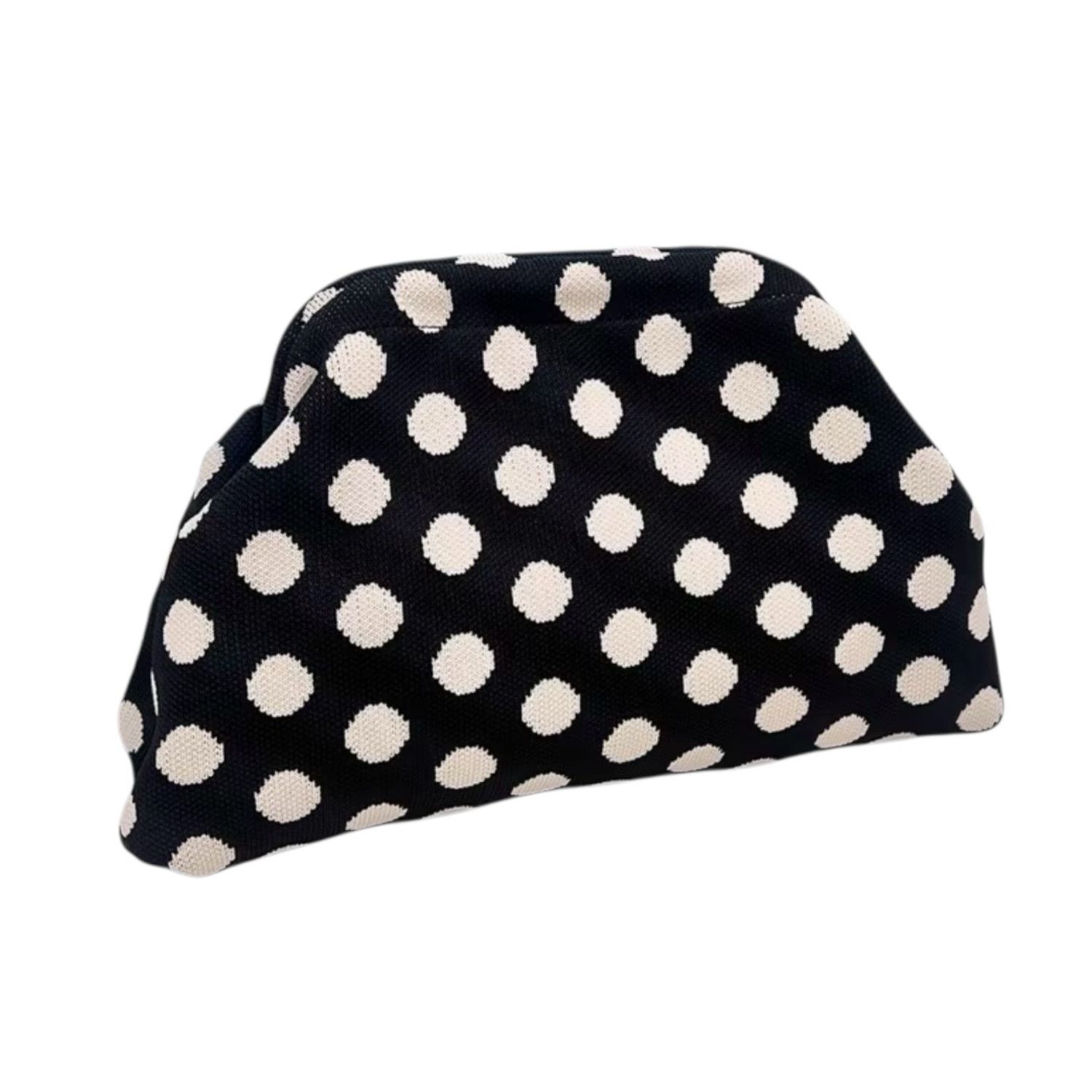 Polka Dot Knit Clutch Bag