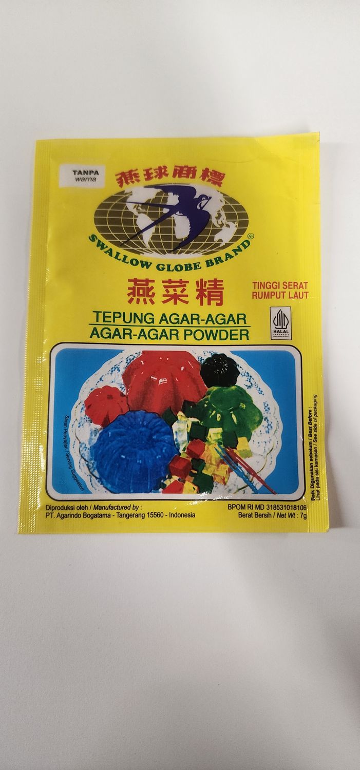 Agar-Agar Powder Swallow Globe Brand 7 gr - Tanpa Warna/Clear