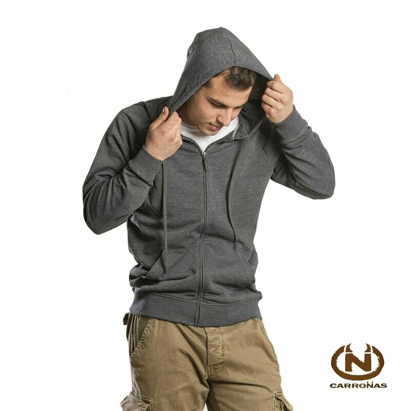 Felpa garzata con zip Carronas uomo/donna grigia