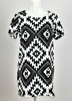 Black & White Aztec Design Shift Dress by Vera & Lucy