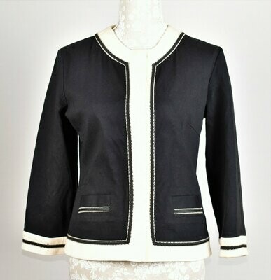 Black & Cream Short Collarless Jacket by EV4