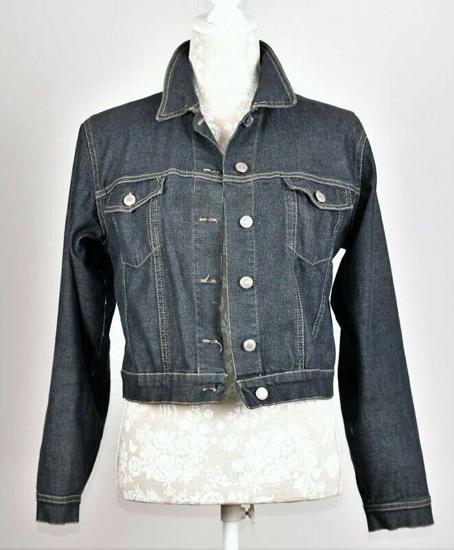 Dark Blue Cropped Denim Jacket by Sasha