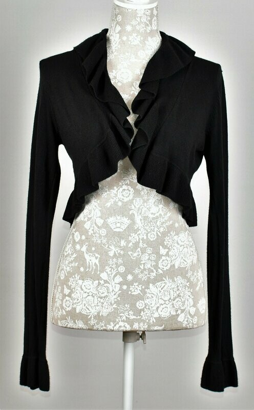 Black Frilled Cropped Cardigan