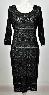 Black Long Sleeved Lace Bodycon Dress by Per Una