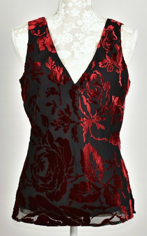 Black & Red Brocade Evening Vest by East