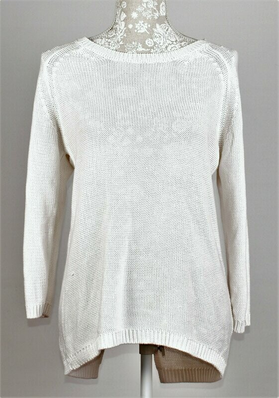 White Long Sleeved Long Zip Jumper by Zara