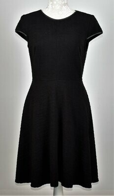 Black Short Sleeved Textured Swing Dress by Dorothy Perkins