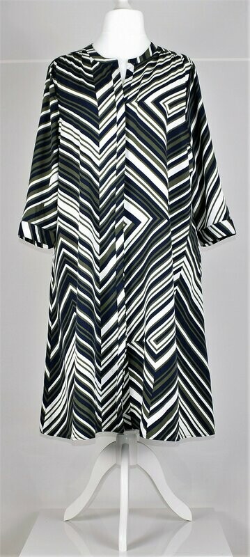 Black, White & Olive Chevron Shirt Dress by Bon Marche