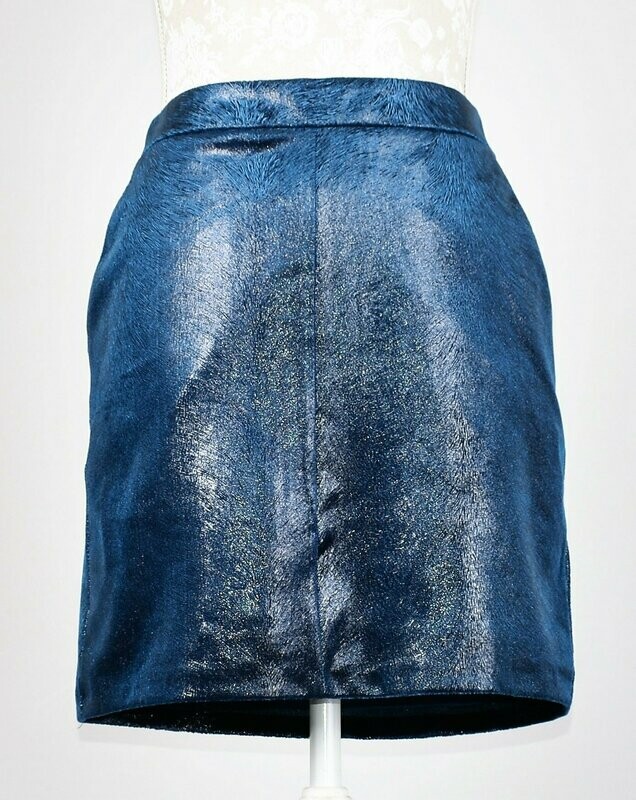Metallic Blue Mini Skirt by Topshop