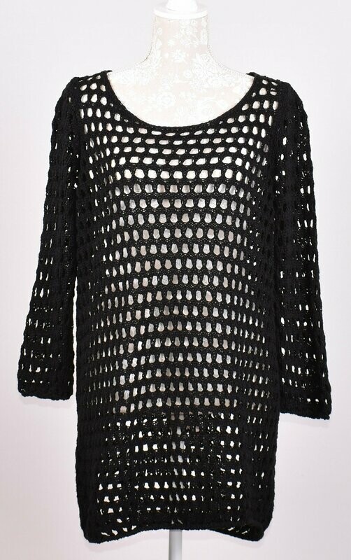 Black Long Mesh Knitted Jumper