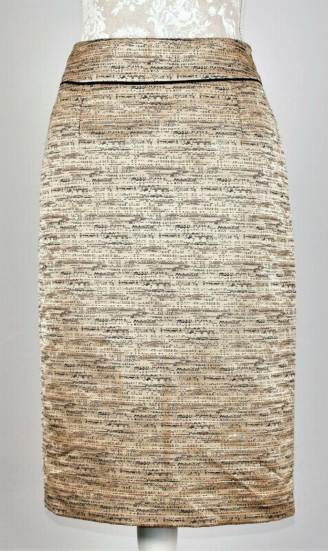 Gold Textured Straight Skirt by Monsoon