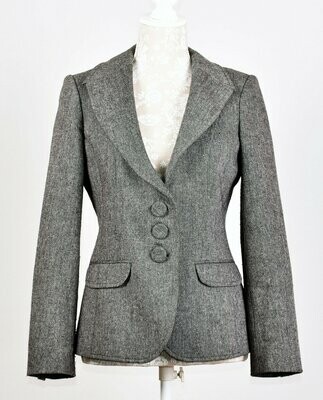 Grey Tweed Fitted Short Jacket by Linea